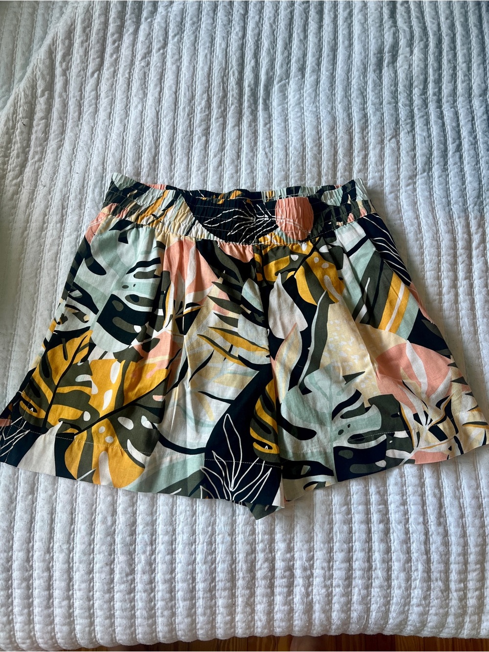 Calia Linen Tropical Print Elastic Waist Women’s Shorts